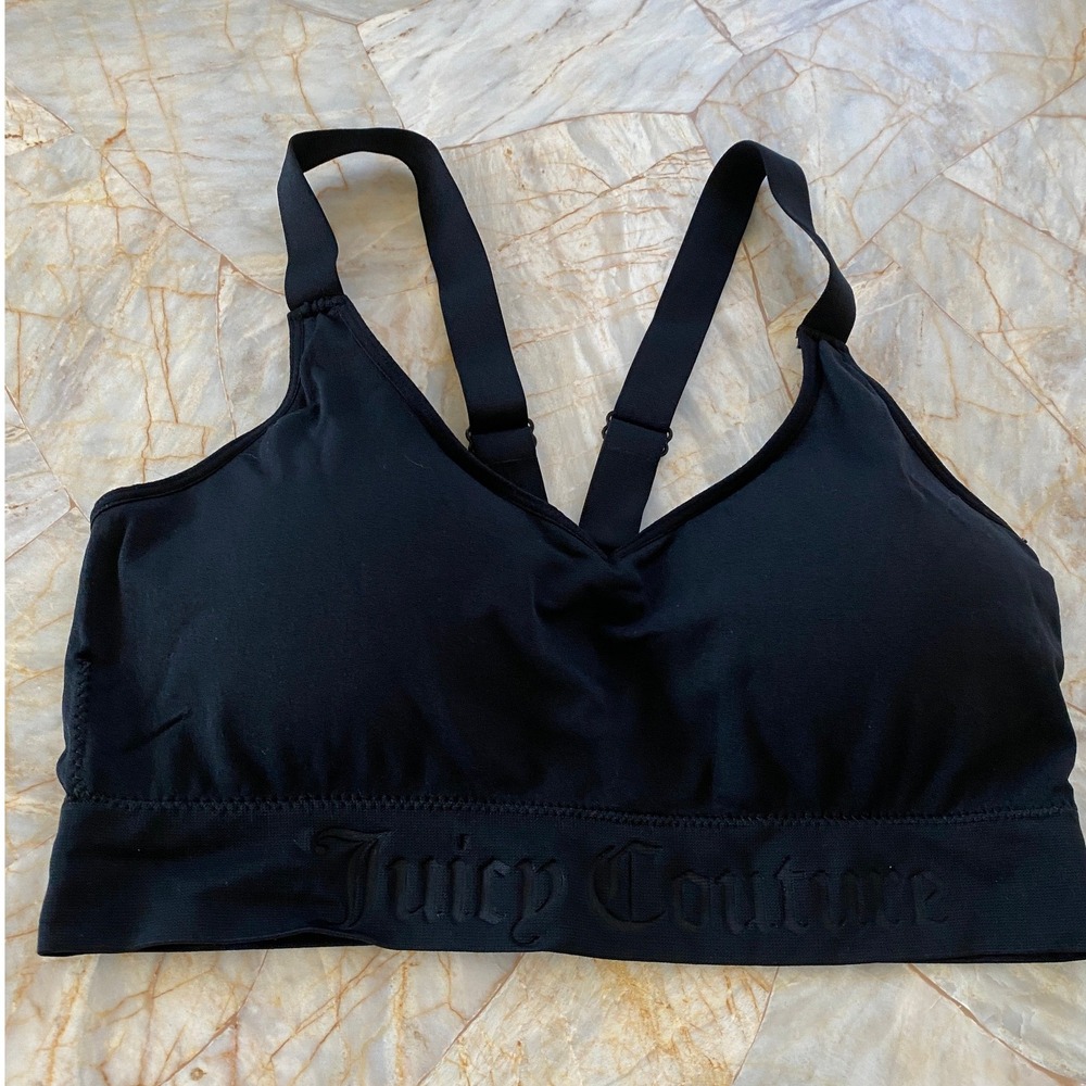 Juicy Couture Intimates Black Seamless Sports Bra Logo Band 2X 4307-128